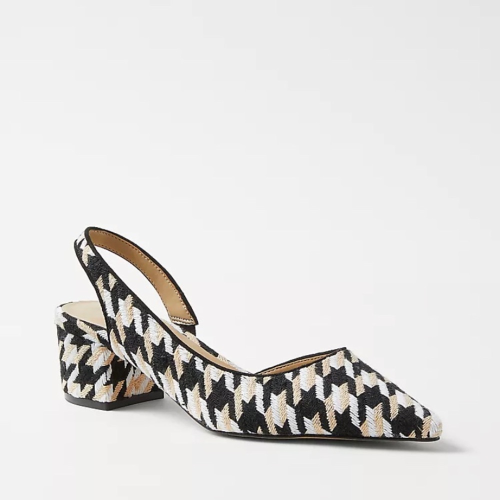 Ann Taylor Black and White Houndstooth Heels